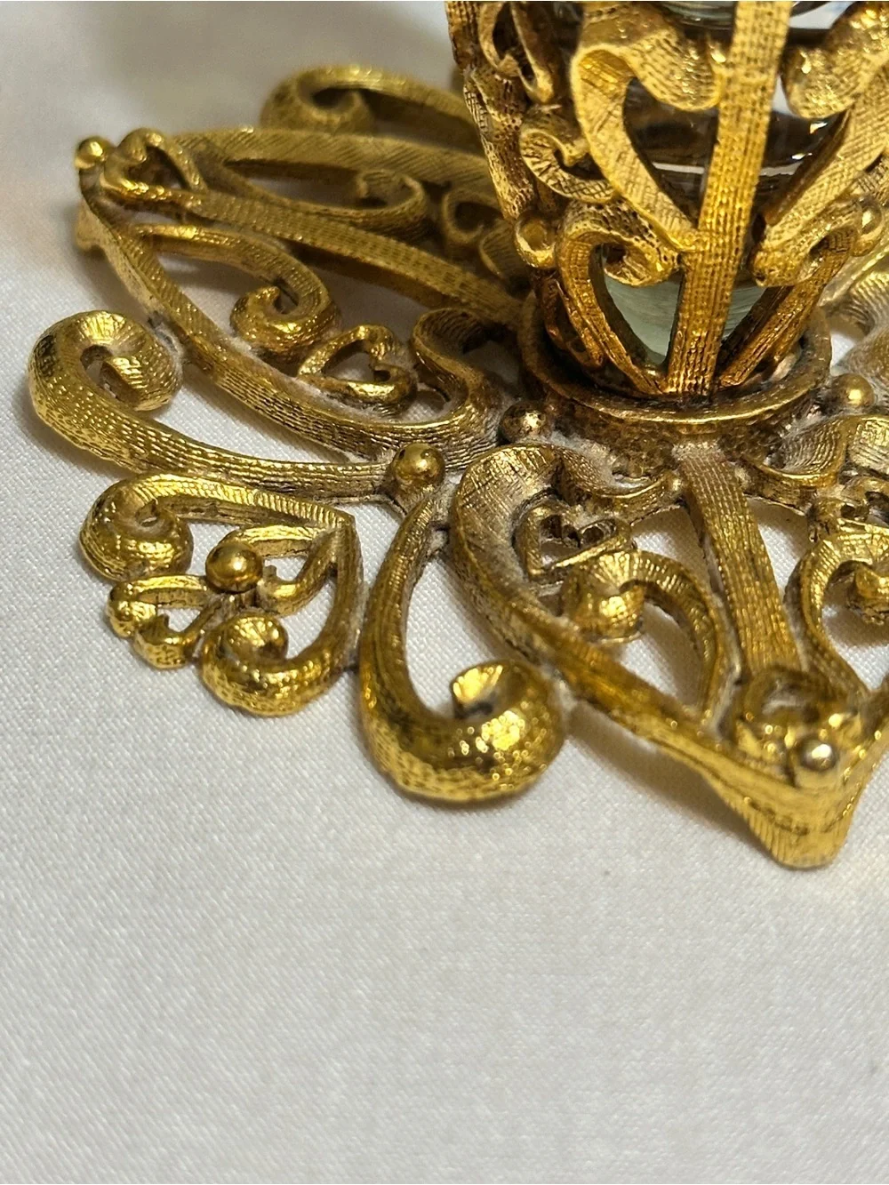 Ornate Gold Filigree Clear Glass Bud Vase